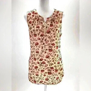M ANN TAYLOR LOFT Women Lightweight Floral Sleeveless top Pale Pink A18 Medium